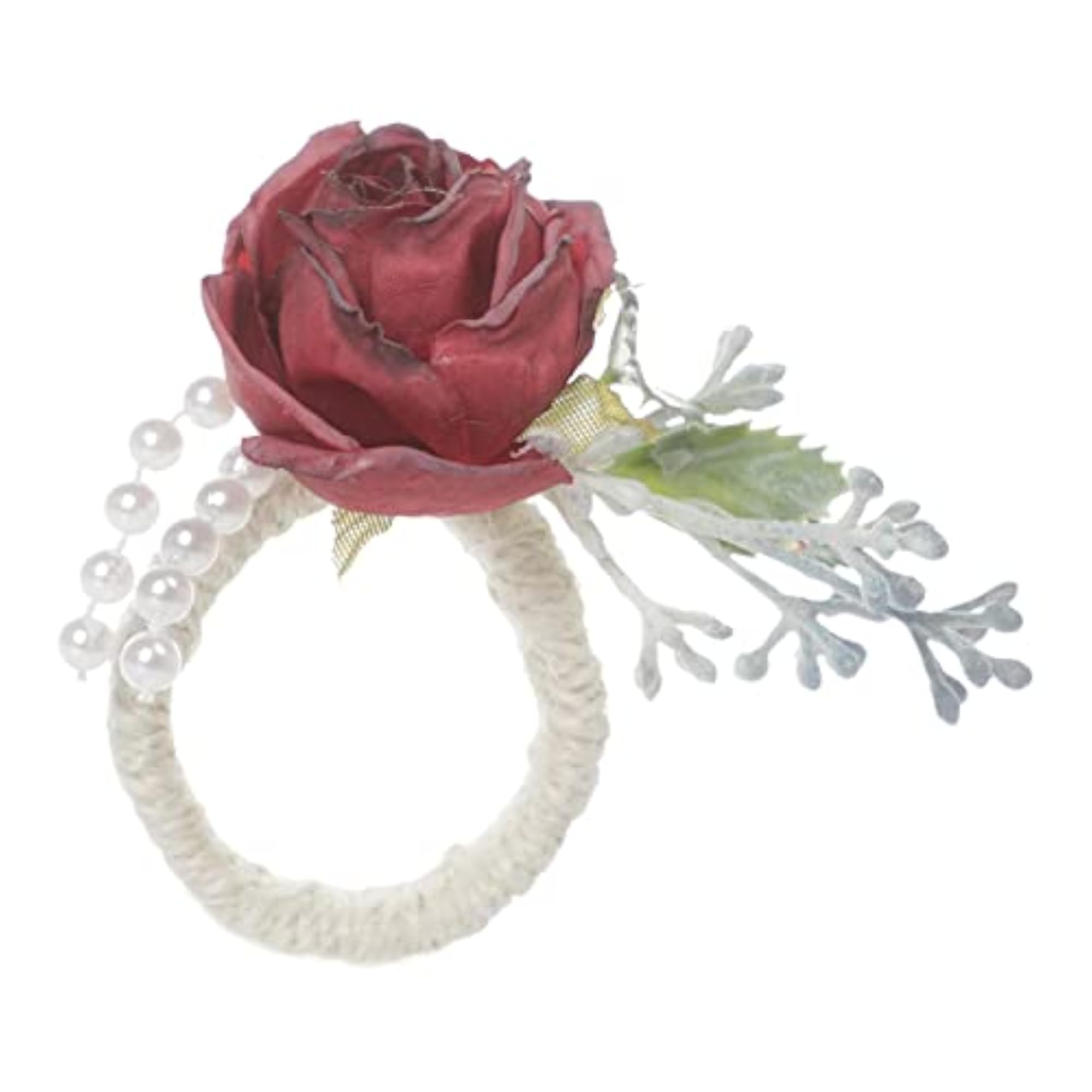 6 Pieces Rose Napkin Rings for Valentine's Day Table Red